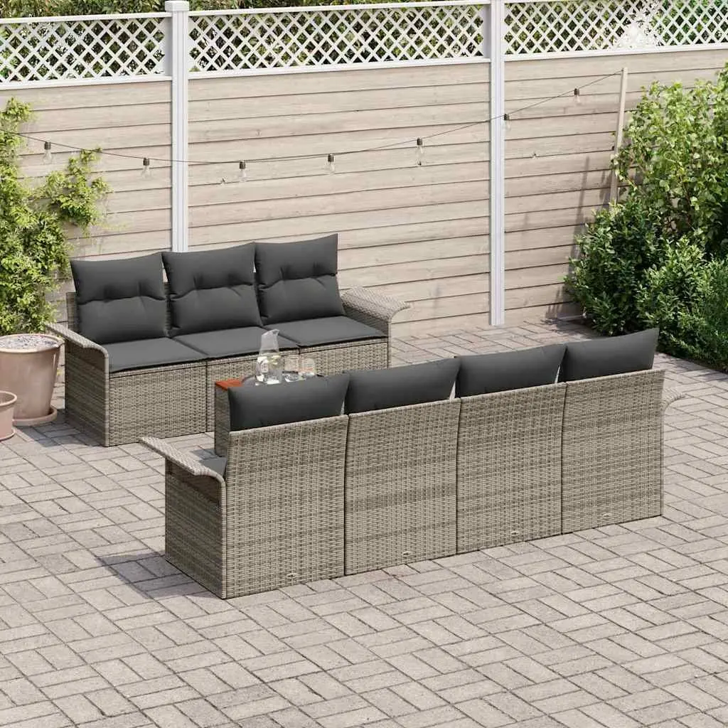 Garden Sofa Set Modular Outdoor Seating 8 Piece Weather-Resistant Grey