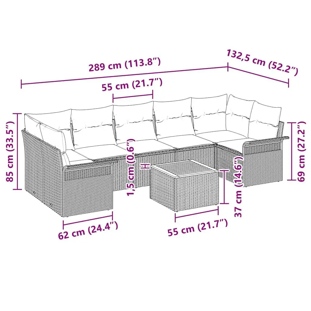 8-Piece Modular Outdoor Sofa Set with Storage
