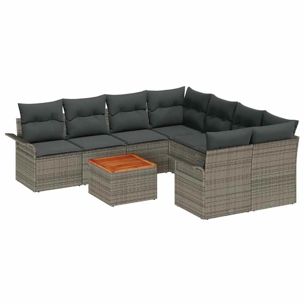 Outdoor Garden Sofa Set 9 Pieces Modular Seating with Storage Grey