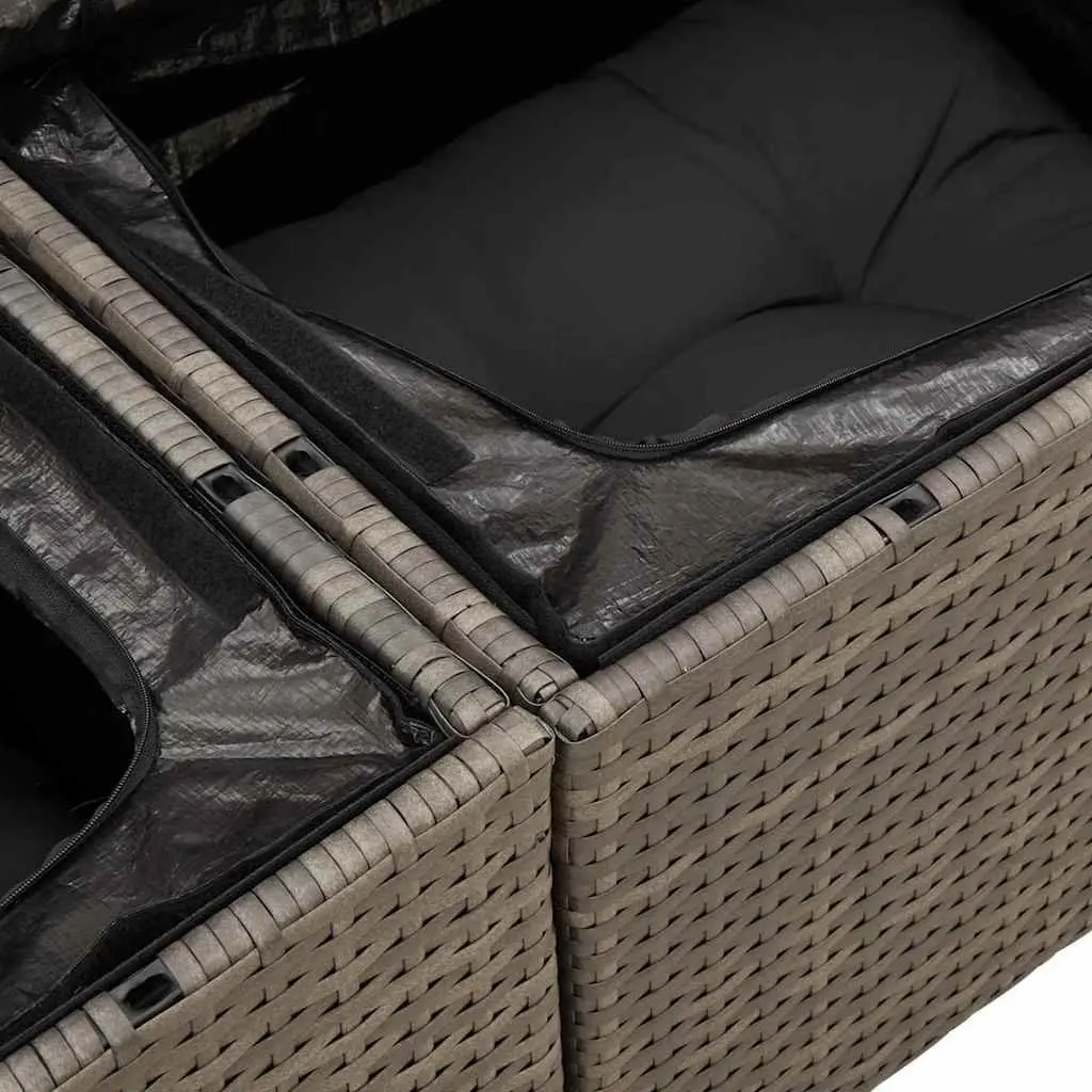 Modular Garden Sofa Set 9 Pieces Grey Outdoor Seating Poly Rattan Patio
