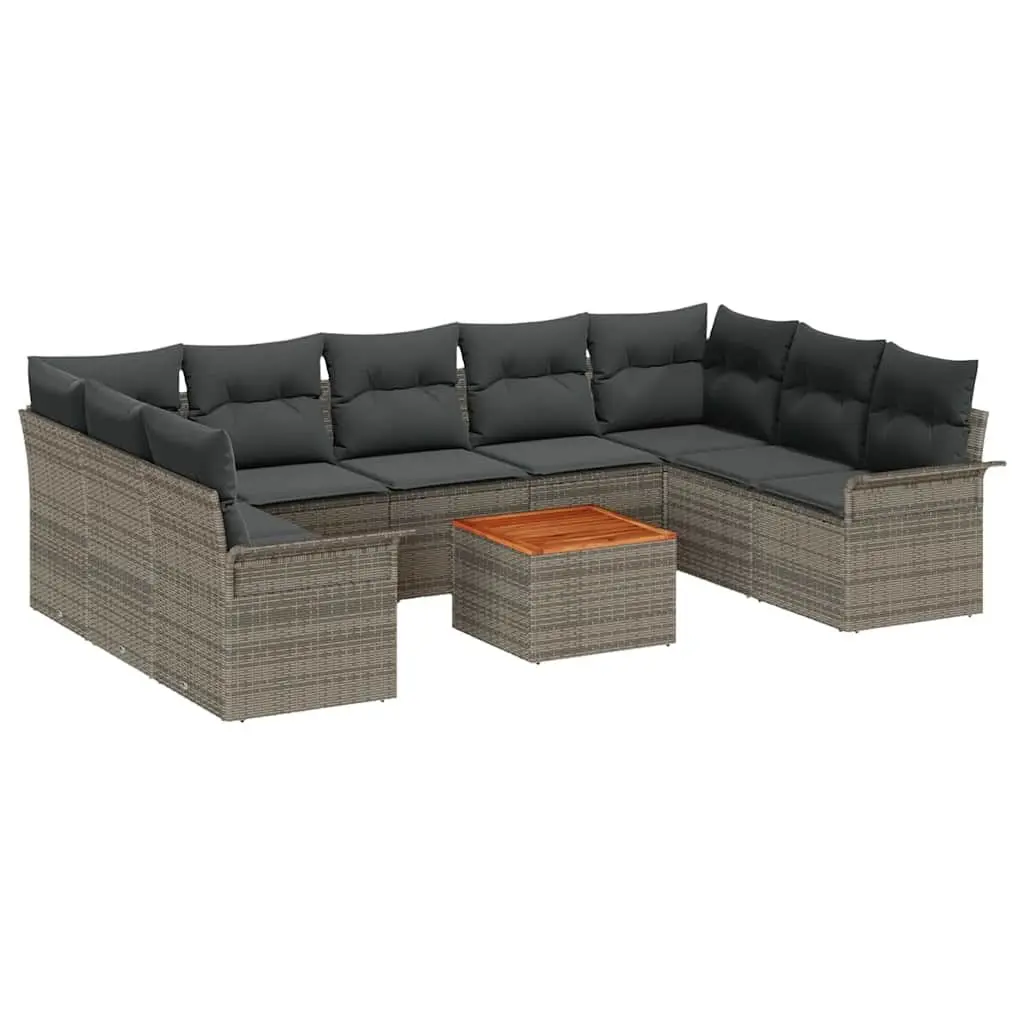 Modular Garden Sofa Set 10 Piece Outdoor Seating Poly Rattan Grey with Storage