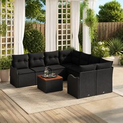 Outdoor Garden Sofa Set 9 Piece Modular Lounge with Storage Bag Black