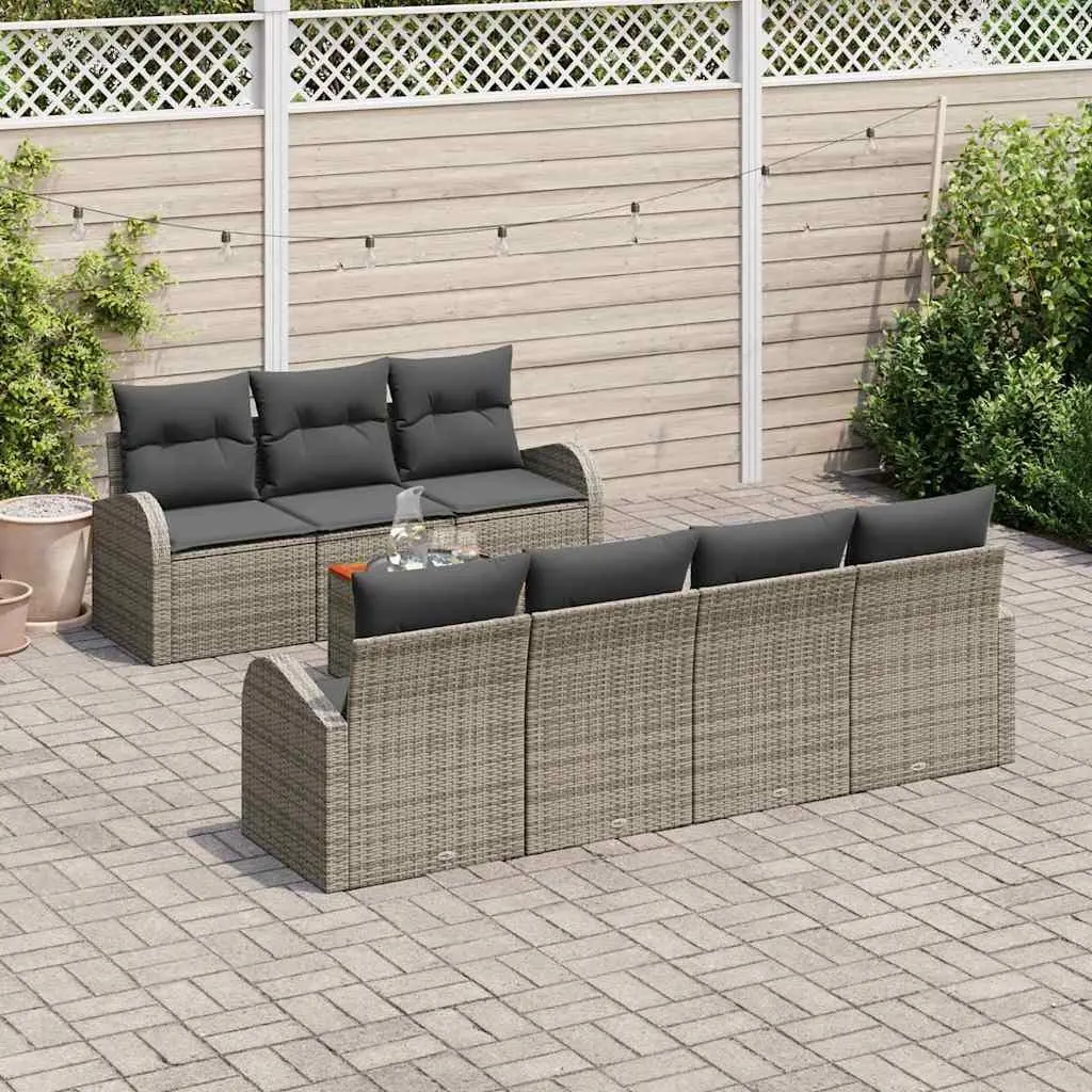 Garden Sofa Set Modular 8 Piece Grey Outdoor Furniture with Storage Bag Poly