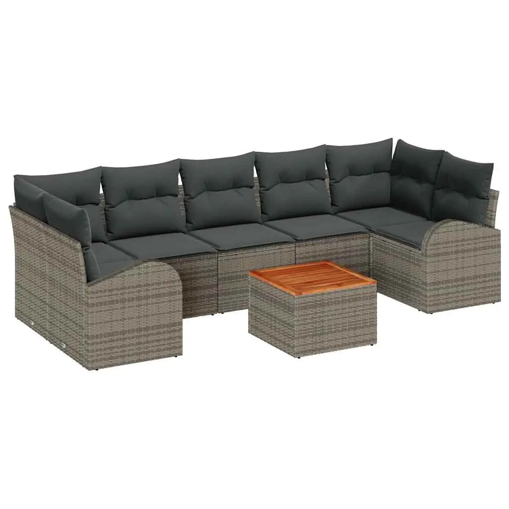 Garden Sofa Set Modular Poly Rattan 8 Piece Outdoor Furniture Grey