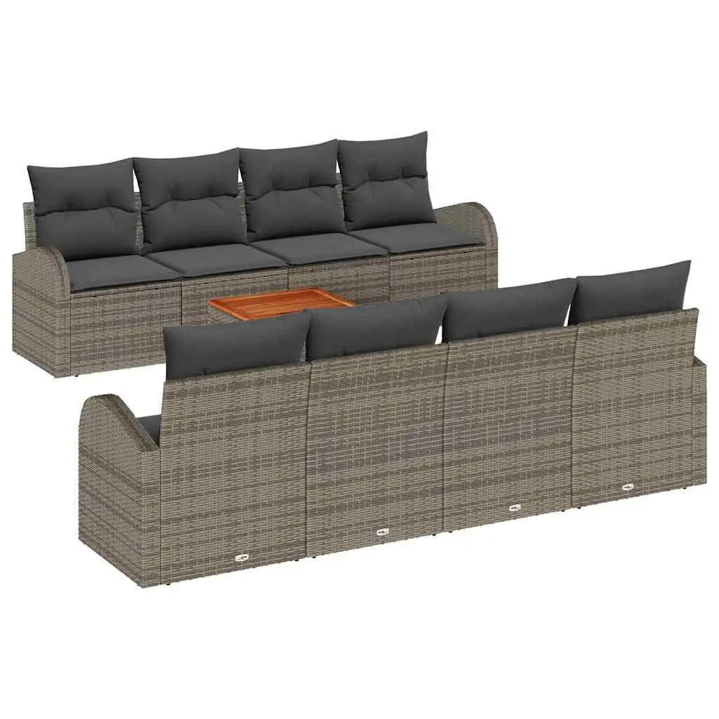 Modular Garden Sofa Set Poly Rattan 9 Piece Grey Outdoor Furniture with Storage