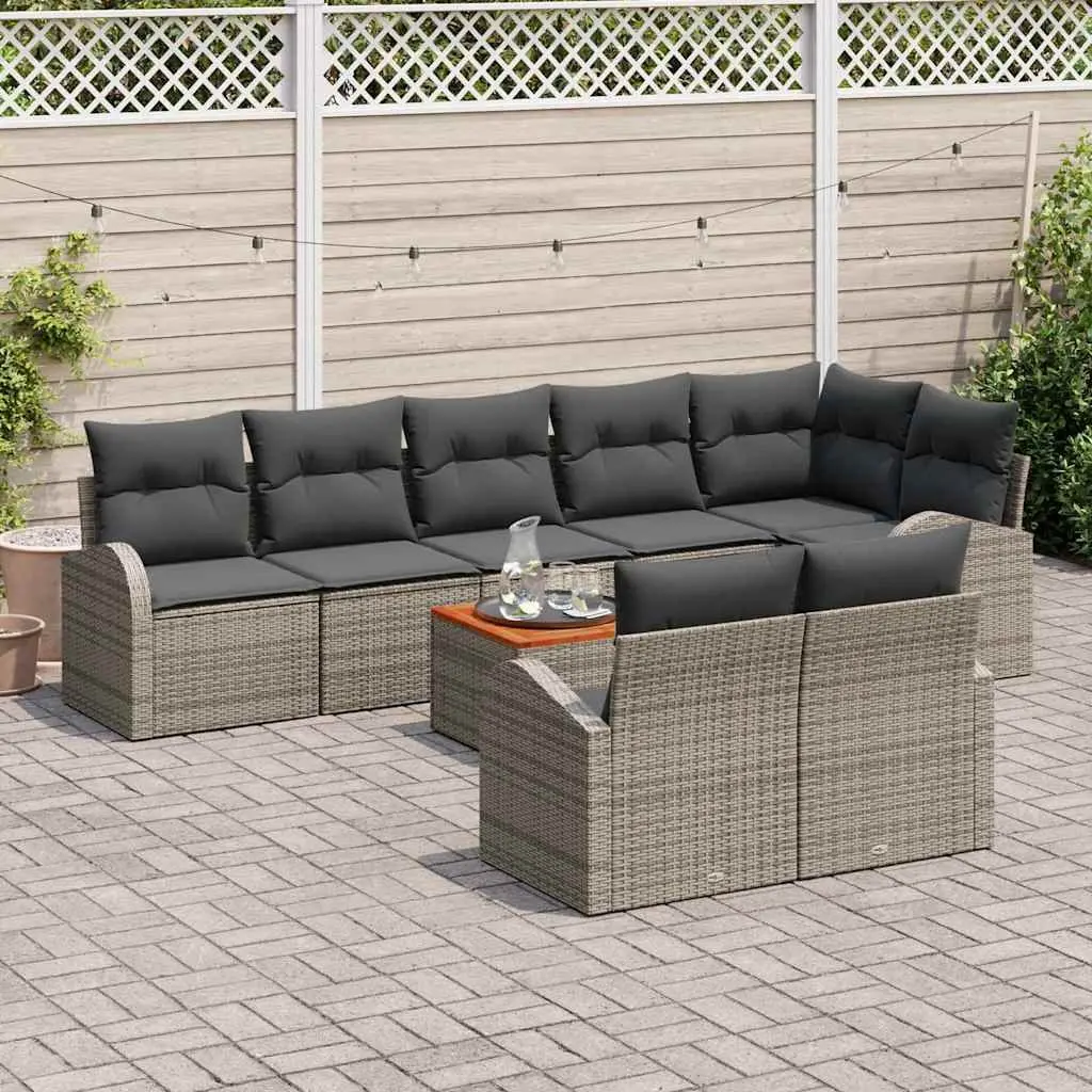 Outdoor Garden Sofa Set 9 Piece Modular Rattan Furniture Grey with Storage