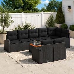 Outdoor Garden Sofa Set 9 Pcs Modular Rattan Sectional with Storage Table Black