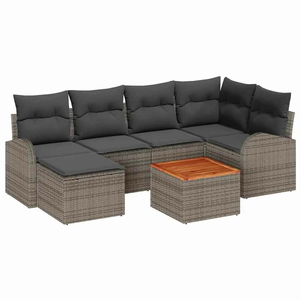 Garden Sofa Set Modular Outdoor Patio Furniture Grey Poly Rattan 7 Piece