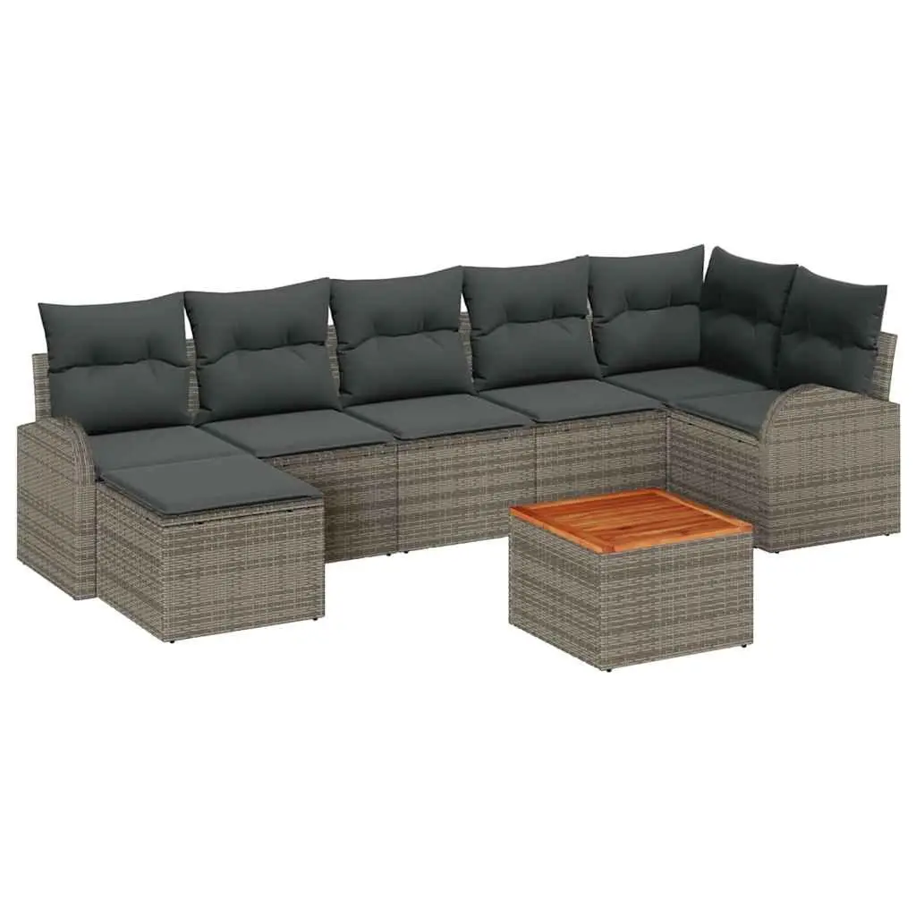 Garden Sofa Set 8 Piece Modular Outdoor Furniture Grey Poly Rattan with Storage