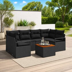 Practical 7-Piece Black Outdoor Sofa Set for Relaxation