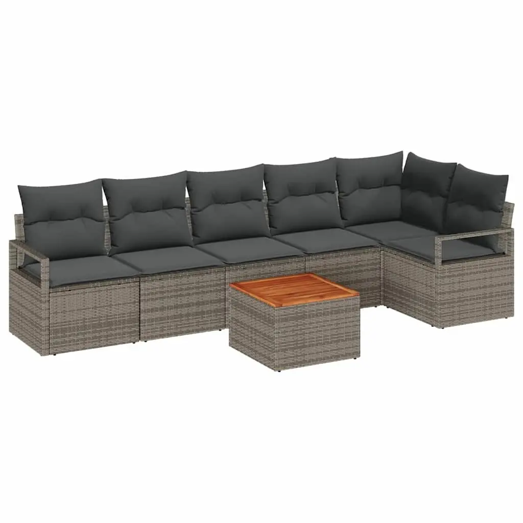 Garden Sofa Set Modular Poly Rattan 7 Piece Grey Outdoor Furniture