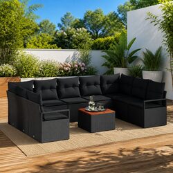 Versatile 10-Piece Garden Sofa Set in Black