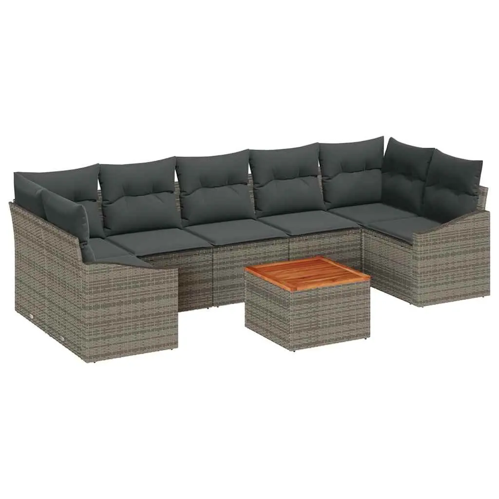Outdoor Garden Sofa Set 8 Piece Modular Seating with Storage Table Grey