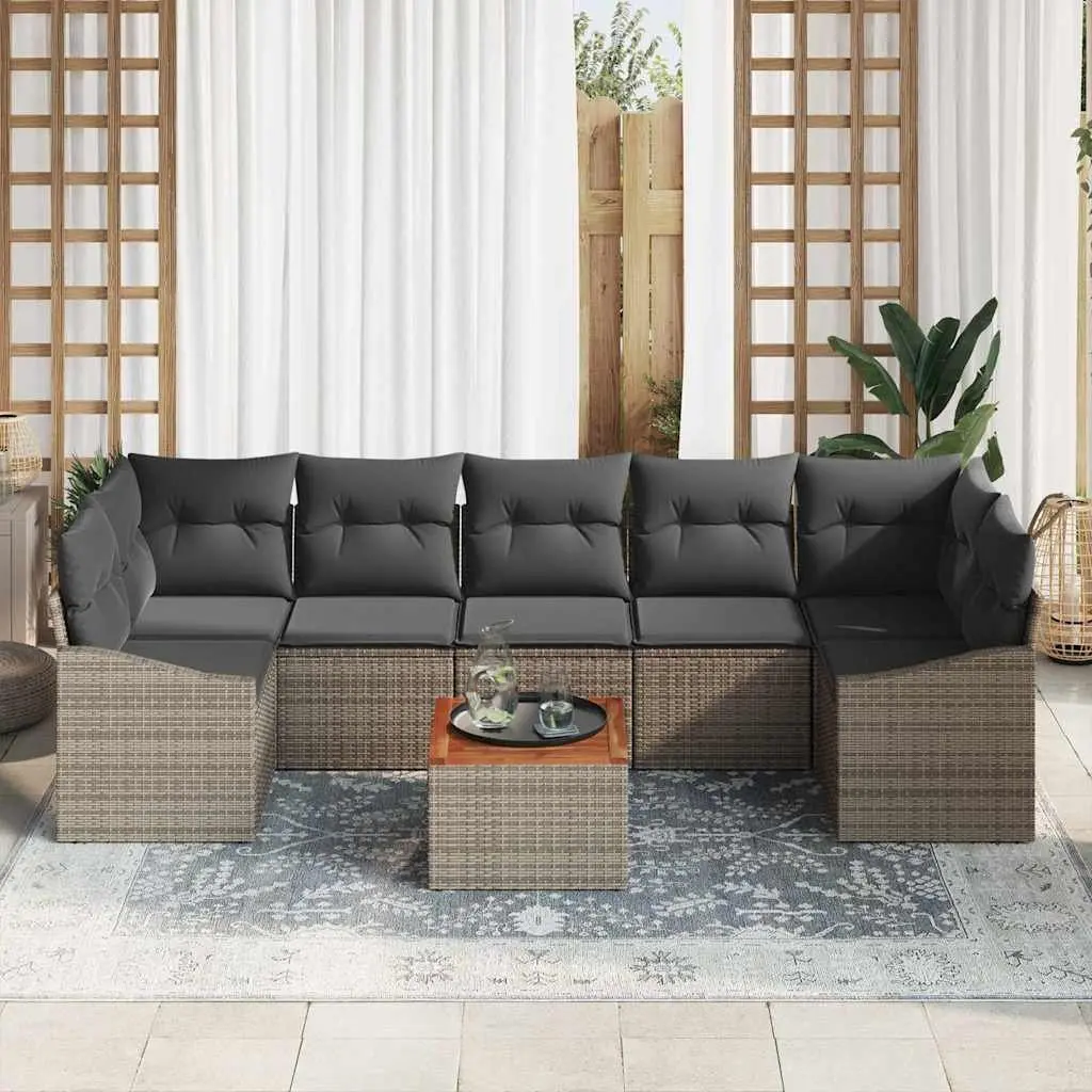 Outdoor Garden Sofa Set 8 Piece Modular Seating with Storage Table Grey