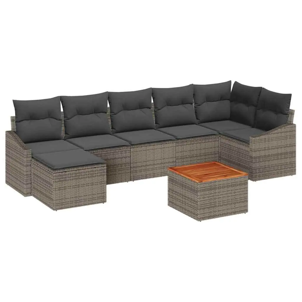 Garden Sofa Set 8 Piece Modular Outdoor Furniture with Storage Grey Poly Rattan