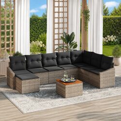 Versatile 9-Piece Grey Garden Sofa Set for Any Occasion