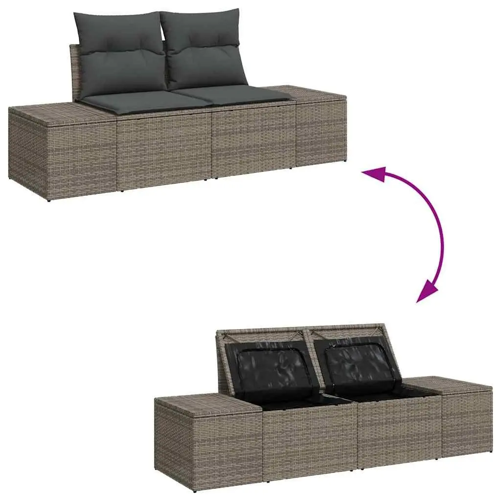 Garden Sofa Set 8pc Modular Outdoor Furniture Grey Poly Rattan with Storage Bag