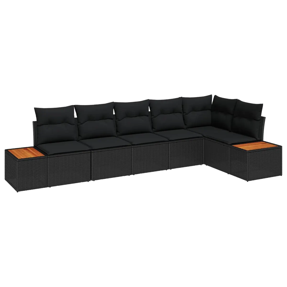 Outdoor Garden Sofa Set 6 Pieces Modular Lounge Seating with Cushions Black