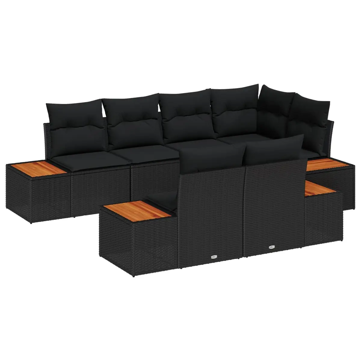 Outdoor Garden Sofa Set Modular Poly Rattan Black 7 Piece Lounge Seating