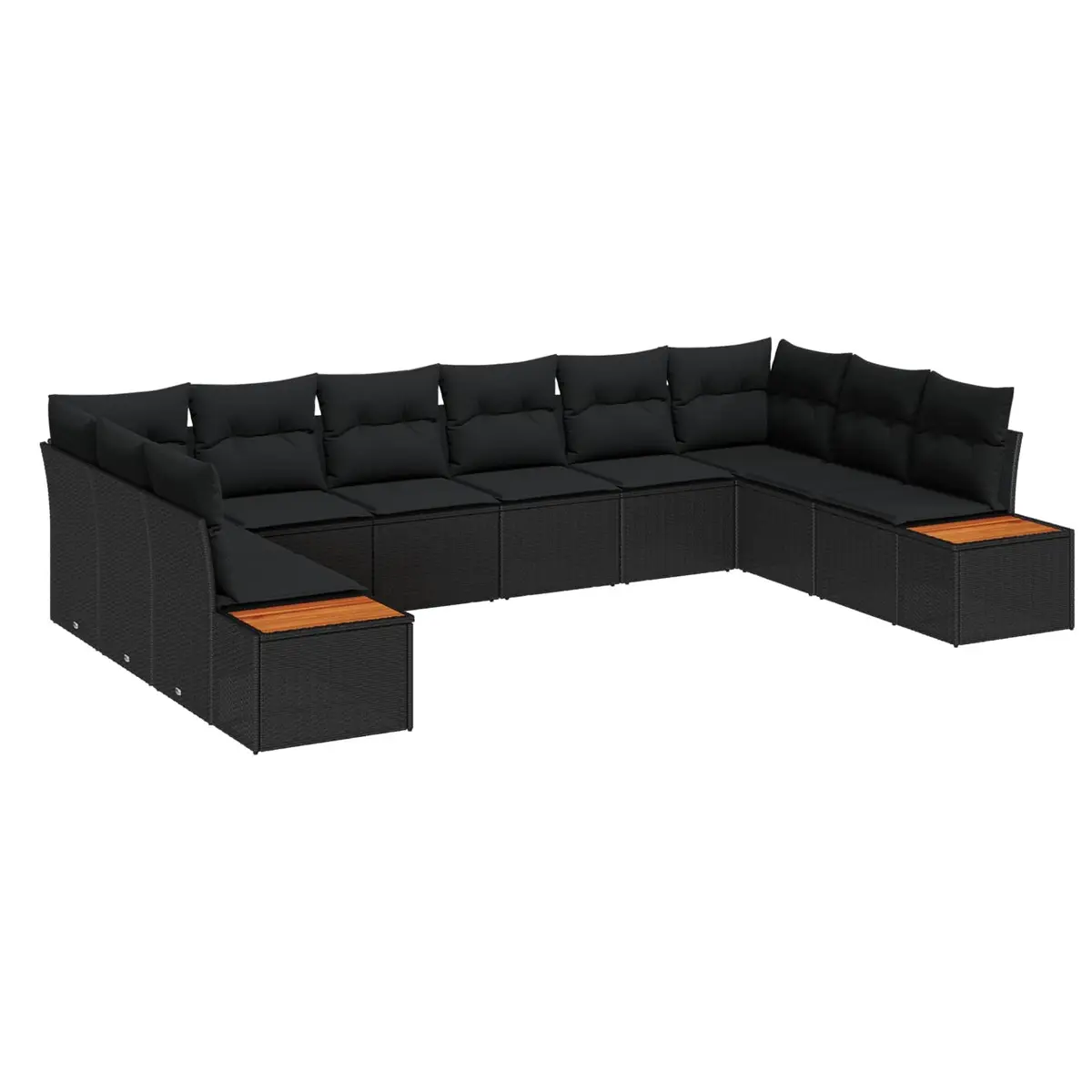 Outdoor Garden Sofa Set Poly Rattan 10 Pieces Black Modular Seating with Cushions