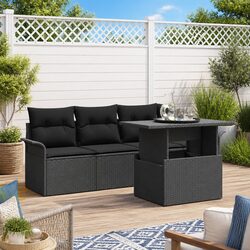 5-Piece Modular Garden Sofa Set with Cushions Coffee Table Outdoor Patio