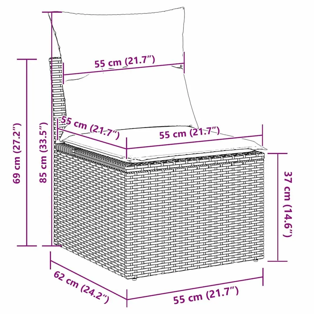 Modular Black Poly Rattan Garden Sofa Set 11 Piece with Cushions Outdoor Seating