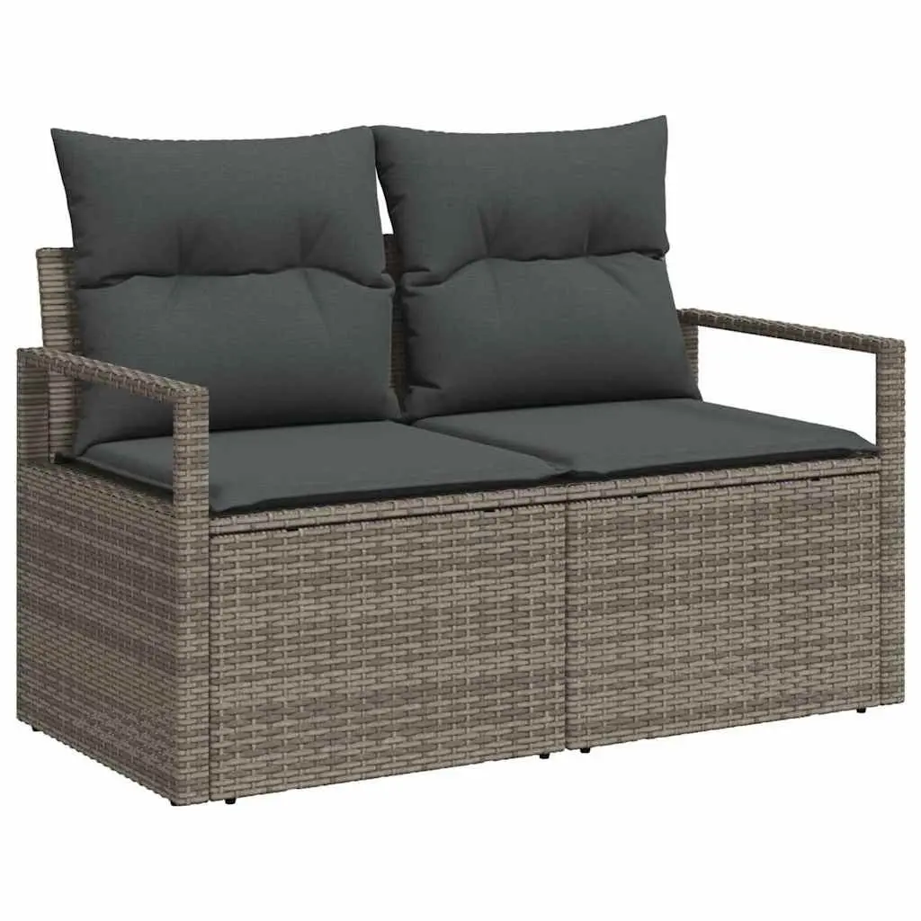 Garden Sofa Set 8 Pieces Grey Poly Rattan Outdoor Furniture Modular Seating