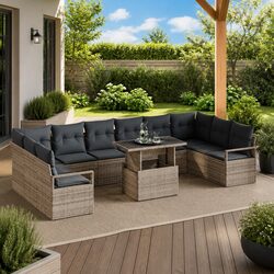 Versatile 11 Piece Grey Outdoor Seating Set