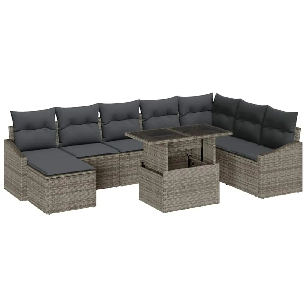 Garden Sofa Set 9 Pieces Grey Outdoor Seating Patio Furniture Modular Corner
