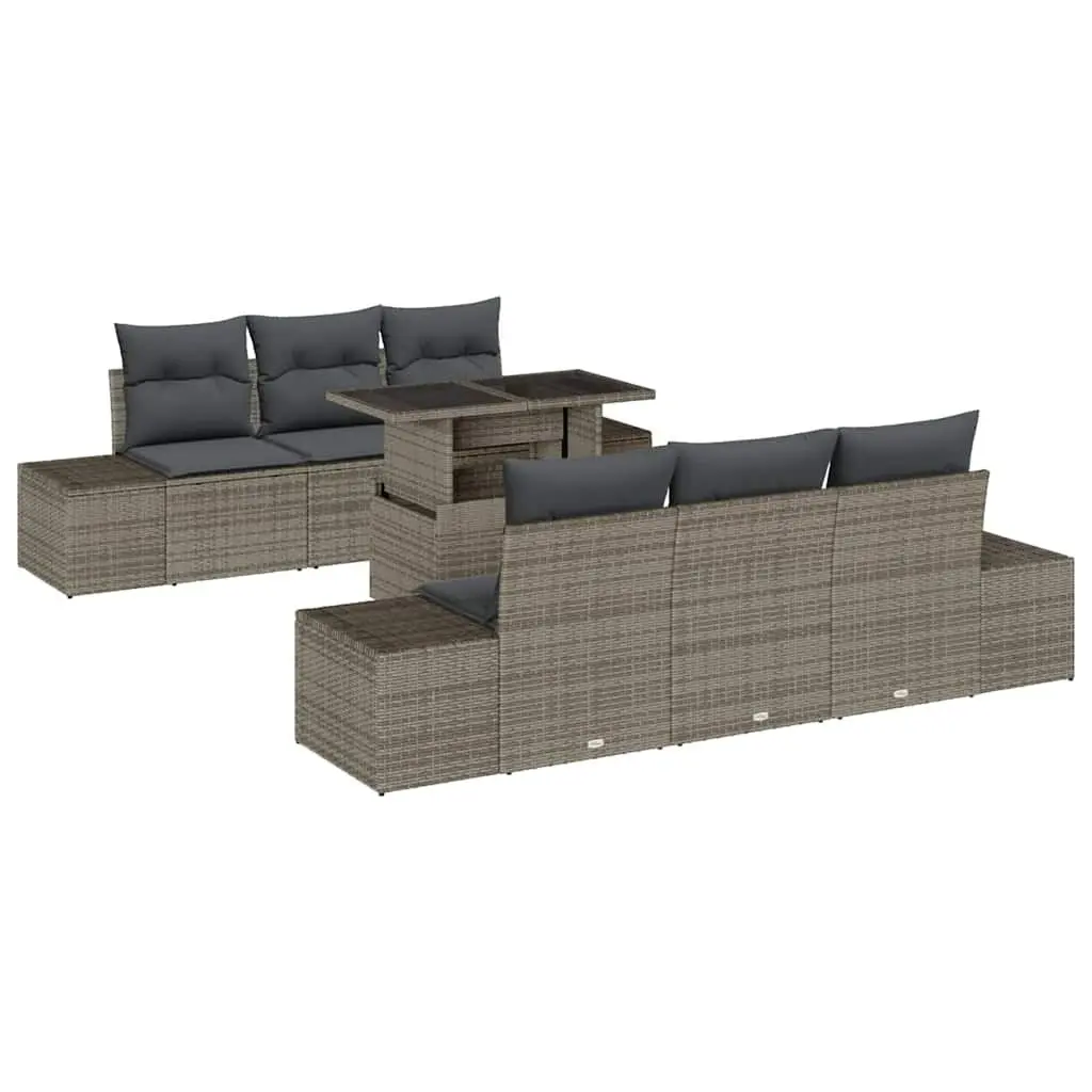 Garden Sofa Set 7 Piece Grey Outdoor Seating Modular Patio Furniture with