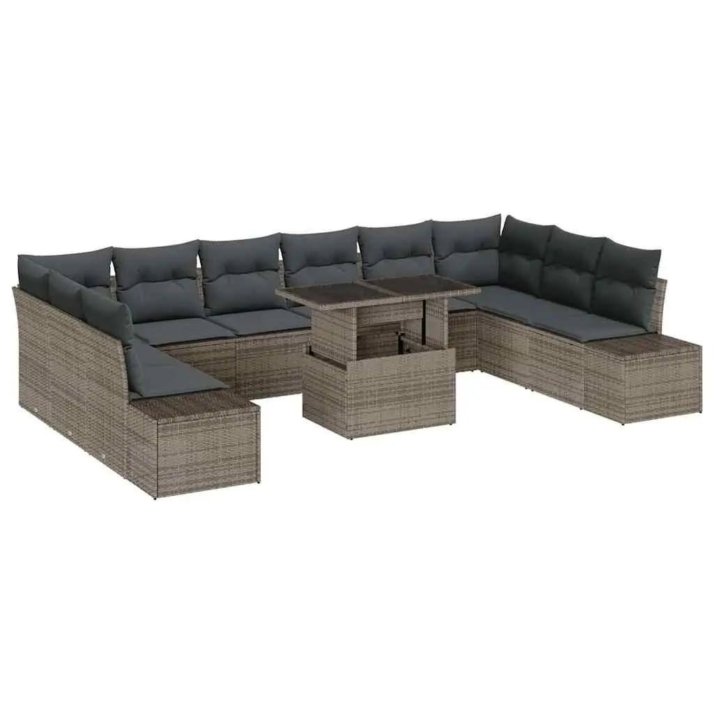Garden Sofa Set Poly Rattan Modular 11 Piece Outdoor Furniture Grey