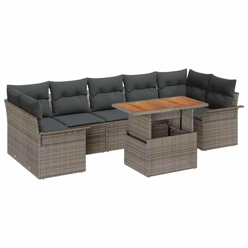 Garden Sofa Set Modular Poly Rattan 8 Seater Outdoor Lounge Furniture Grey