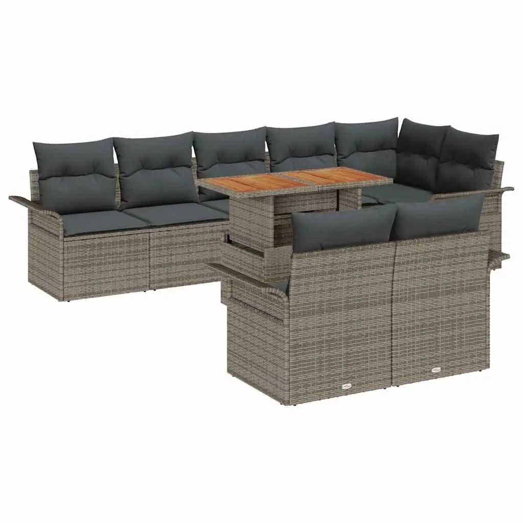 Garden Sofa Set Poly Rattan 9 Piece Modular Seating Grey