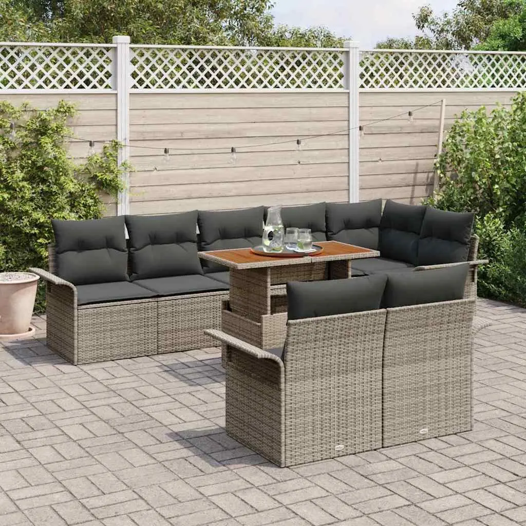 Garden Sofa Set Poly Rattan 9 Piece Modular Seating Grey