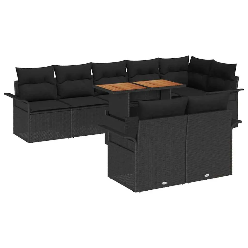 Outdoor Garden Sofa Set 9 Piece Modular Poly Rattan Furniture Black with Storage