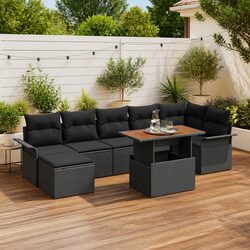 Practical 8-Piece Patio Sofa Set with Storage, Black