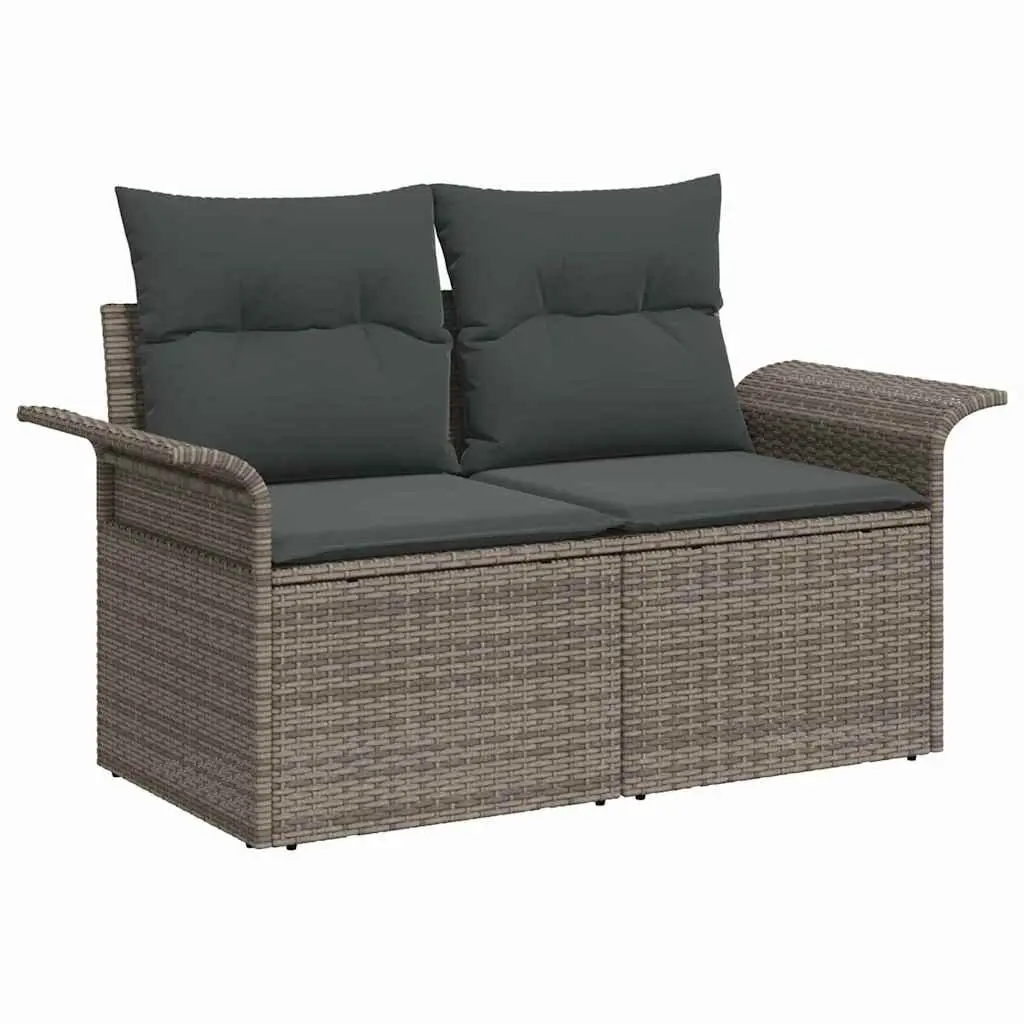 Garden Sofa Set 10 Pieces Grey Poly Rattan Outdoor Furniture Modular Seating