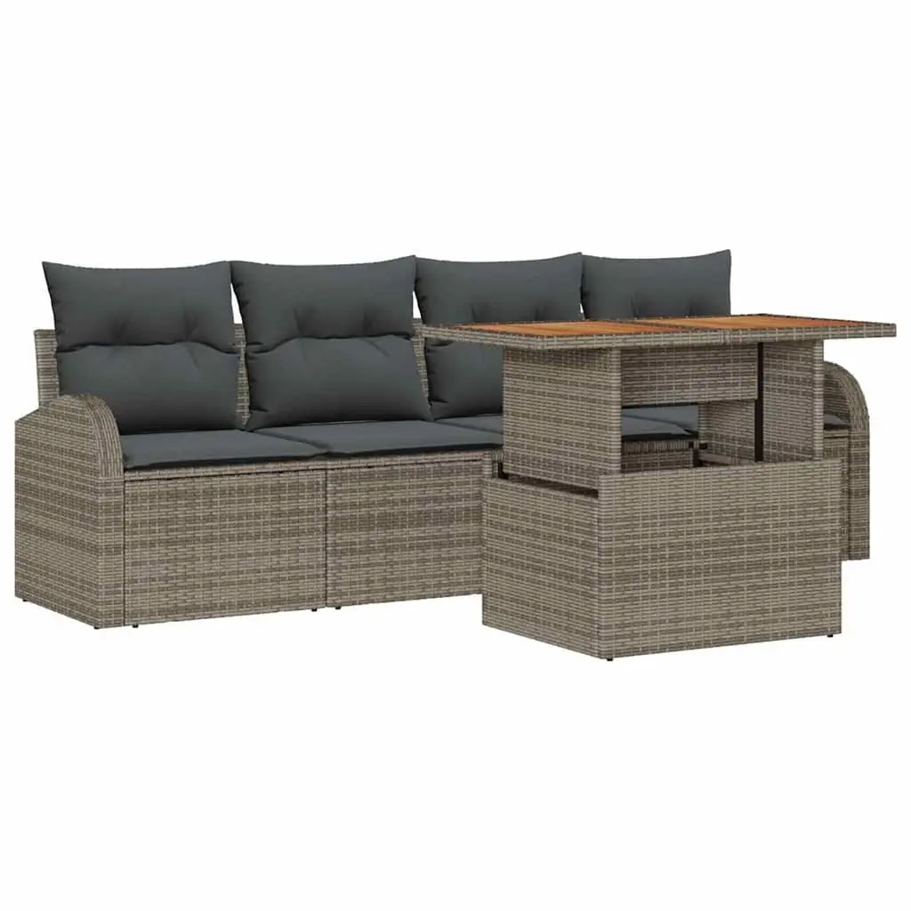 Garden Sofa Set Modular Outdoor Furniture 5 Piece Storage Table Grey