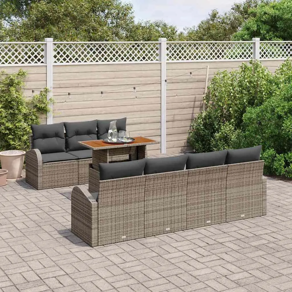 Garden Sofa Set Modular Poly Rattan 8 Piece Outdoor Furniture Grey