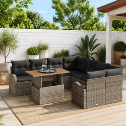 Versatile 9-Piece Grey Outdoor Sofa Set