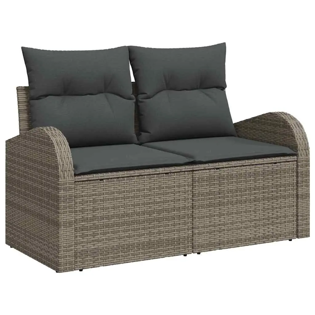 Garden Sofa Set Poly Rattan 9 Piece Grey Modular Outdoor Furniture