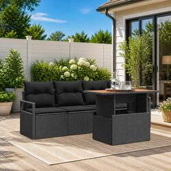 Practical 5-Piece Black Outdoor Sofa Set for Your Home