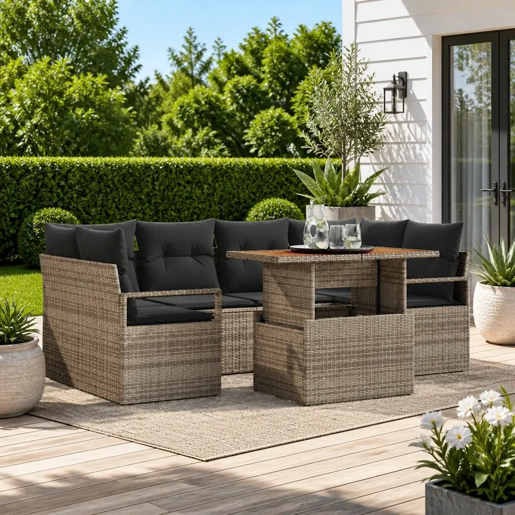 7-Piece Grey Garden Sofa Set for Entertaining