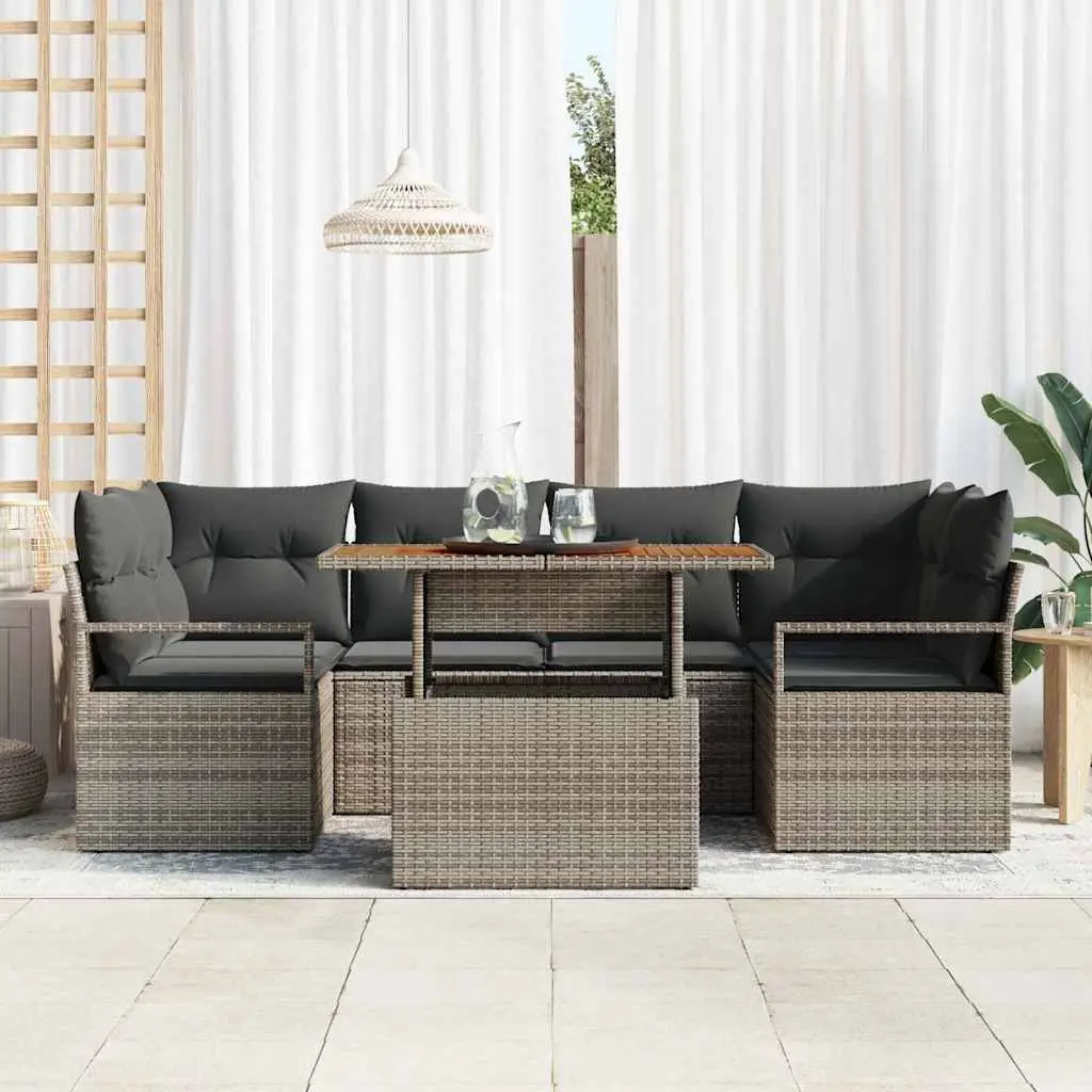 7-Piece Grey Garden Sofa Set for Entertaining