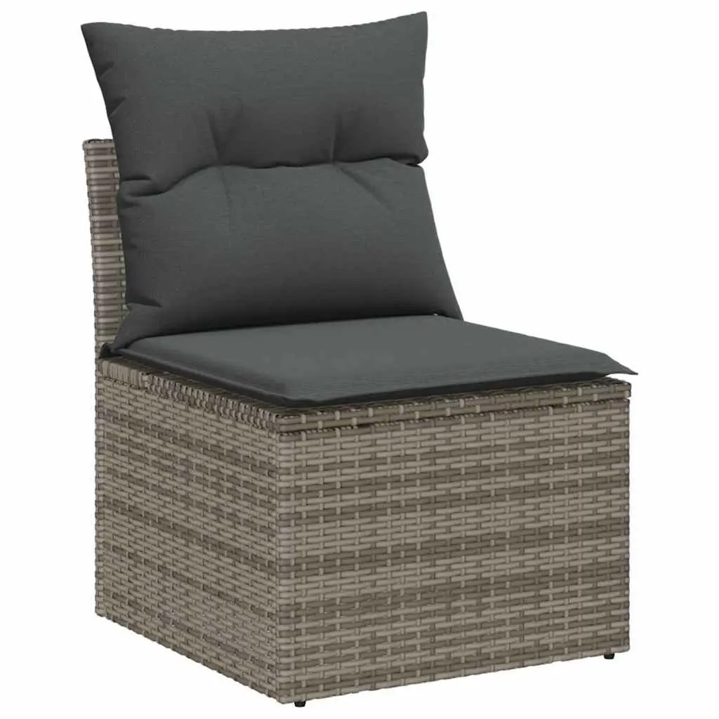 6 Piece Outdoor Sofa Set Grey Modular Poly Rattan Garden Furniture with Storage