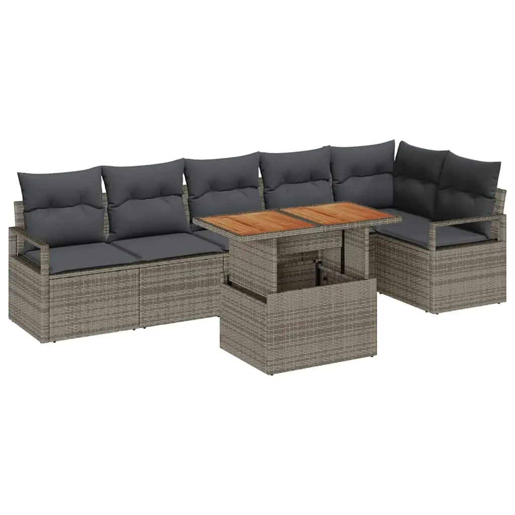 Garden Sofa Set Modular Poly Rattan 7 Piece Outdoor Furniture Grey