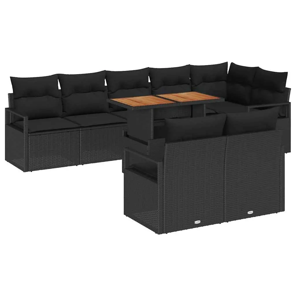 Garden Sofa Set 9 Pcs Outdoor Furniture Black Modular Sectional with Storage