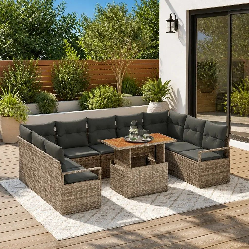 Grey Rattan Sofa Set for Outdoor Use