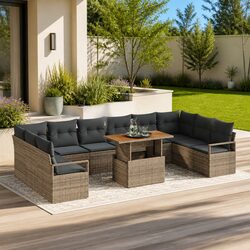 Versatile 11-Piece Grey Garden Sofa Set for Any Occasion