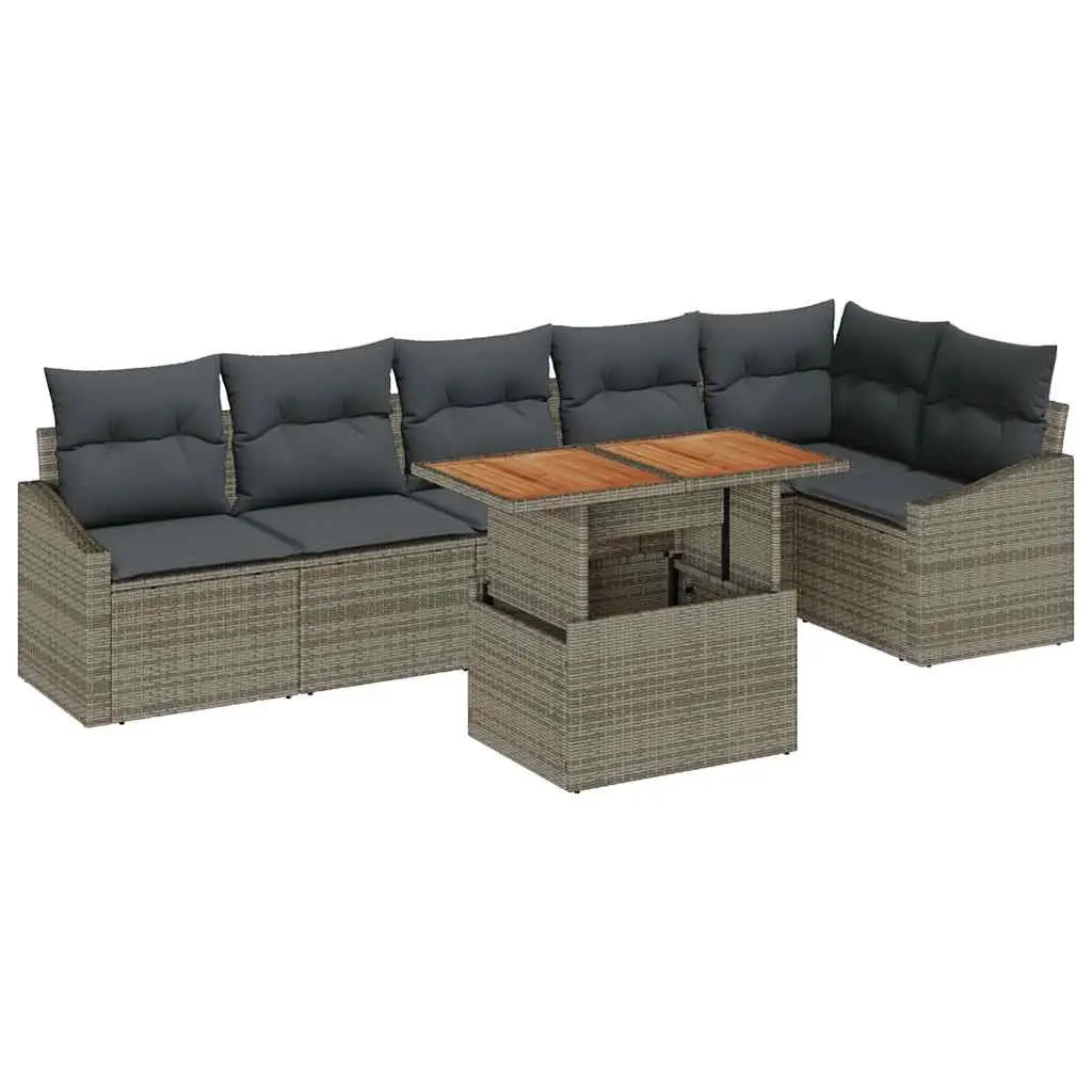 Garden Sofa Set Poly Rattan Modular 7 Piece Outdoor Furniture Grey